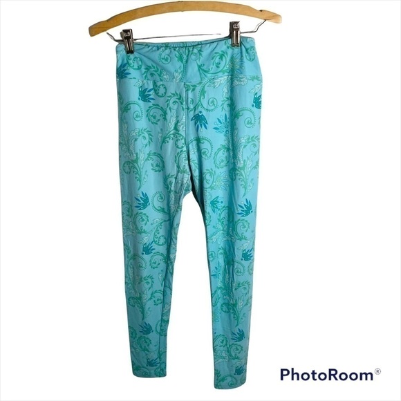 Blue Paisley Print Soft Leggings One Size Fits Most Women’s Pants - Picture 1 of 6